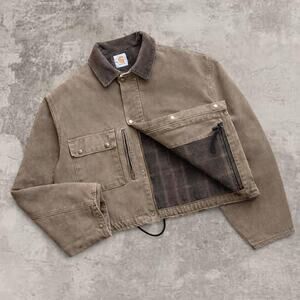 Carhartt Duck Canvas Tan Detroit Jacket Blanket Line Corduroy Collar M Union USA